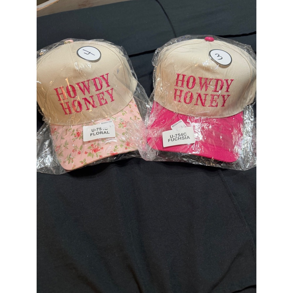 Howdy Honey Embroidered Trucker Hat Pink Floral Fuchsia Western Baseball‎ Cap